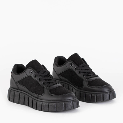 Black women's quilted sports shoes on the Iwina platform - Footwear