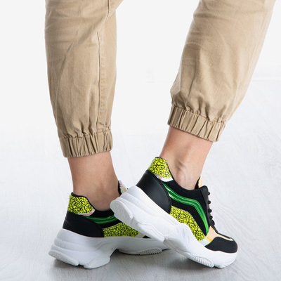 Czarne sportowe buty damskie na grubej podeszwie Fancy Bass - Obuwie