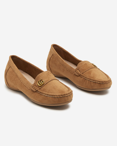 Women's moccasins with a low wedge heel in camel color Lemira - Footwear