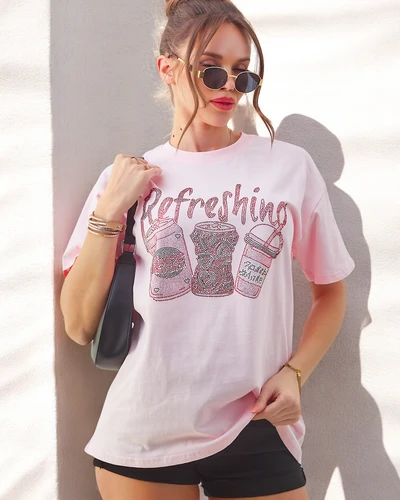 Royalfashion kokvilnas sieviešu t-krekls ar rhinestone drukājumu