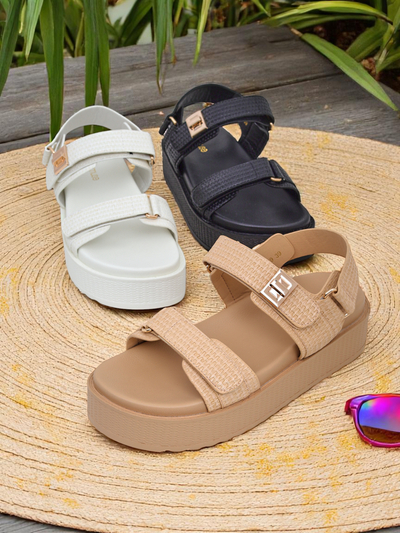 Royalfashion Kallisto – White women's platform sandals, ecological leather