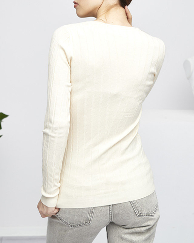 Ladies' beige round neck sweater - Clothing