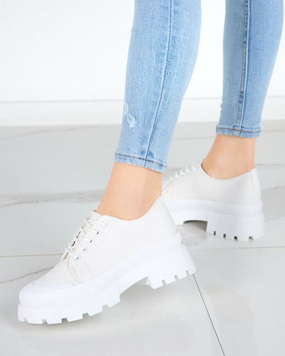 OUTLET Women's white lace-up shoes Rozia - Footwear