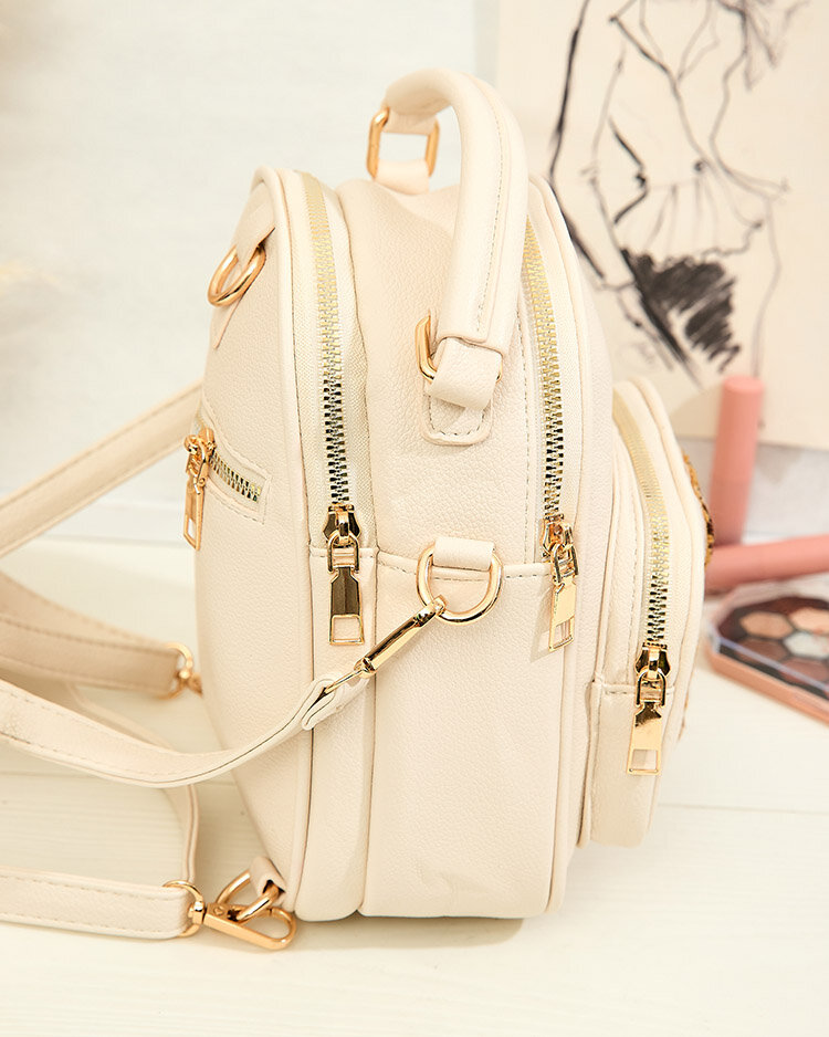 Royalfashion Small women's eco-leather backpack with teddy bear