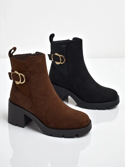 Women's Eco Suede Block Heel Ankle Boots Solenya