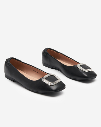 Black women's loafers with cubic zirconia Gievori - Shoes