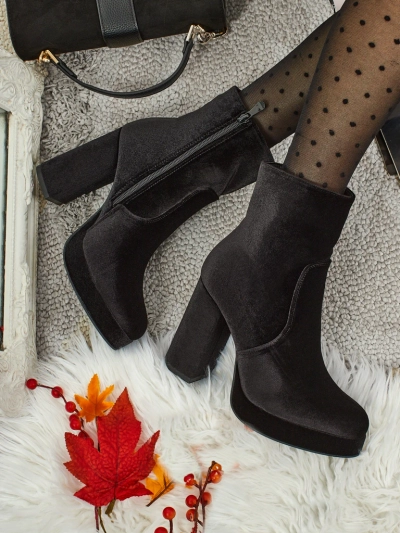 Women's Heeled Ankle Boots Velour Style Miss