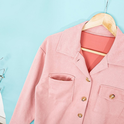 Women's pink eco-suede oversize shirt jacket - Clothing