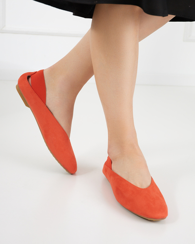 OUTLET Orange women's ballerinas with square toe Lojara- Footwear