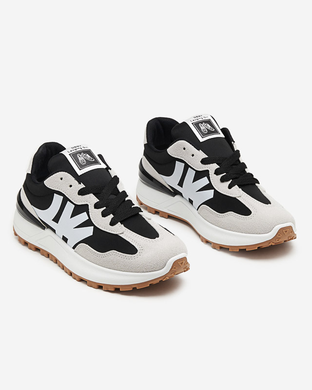 Women's black trainers with gray Narisa inserts - Footwear