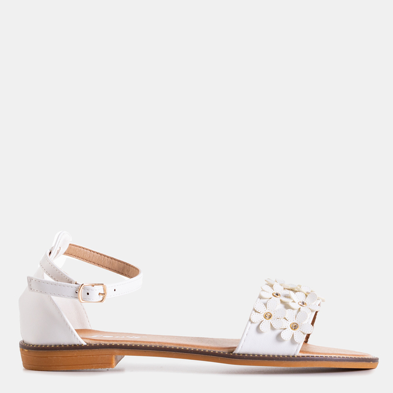 Rafana women's white sandals with flowers - shoes