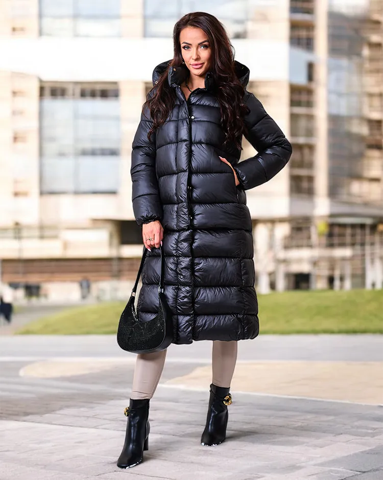 Royalfashion Melna sieviešu ziemas jaka