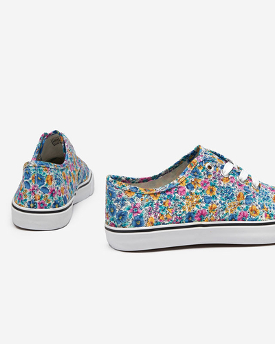 Blue women's floral sneakers Sertoli - Footwear