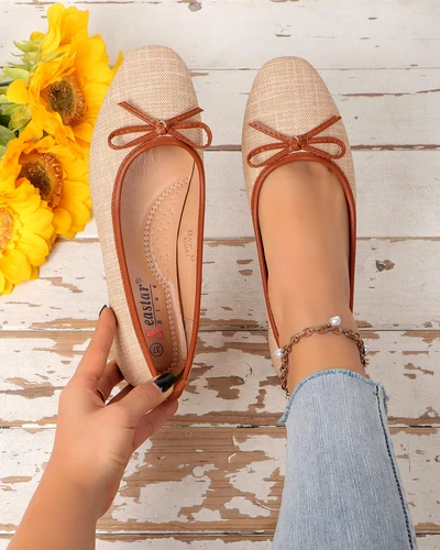 Royalfashion sieviešu baleta kurpes ar mirdzumu un loku Aramie