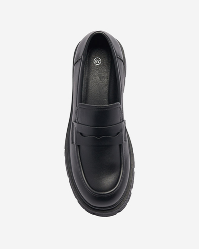 Eco leather black moccasins for women Firlonna- Footwear