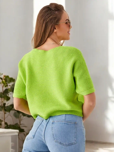 Royalfashion Sieviešu kokvilnas īsais džemperis ar tauriņiem