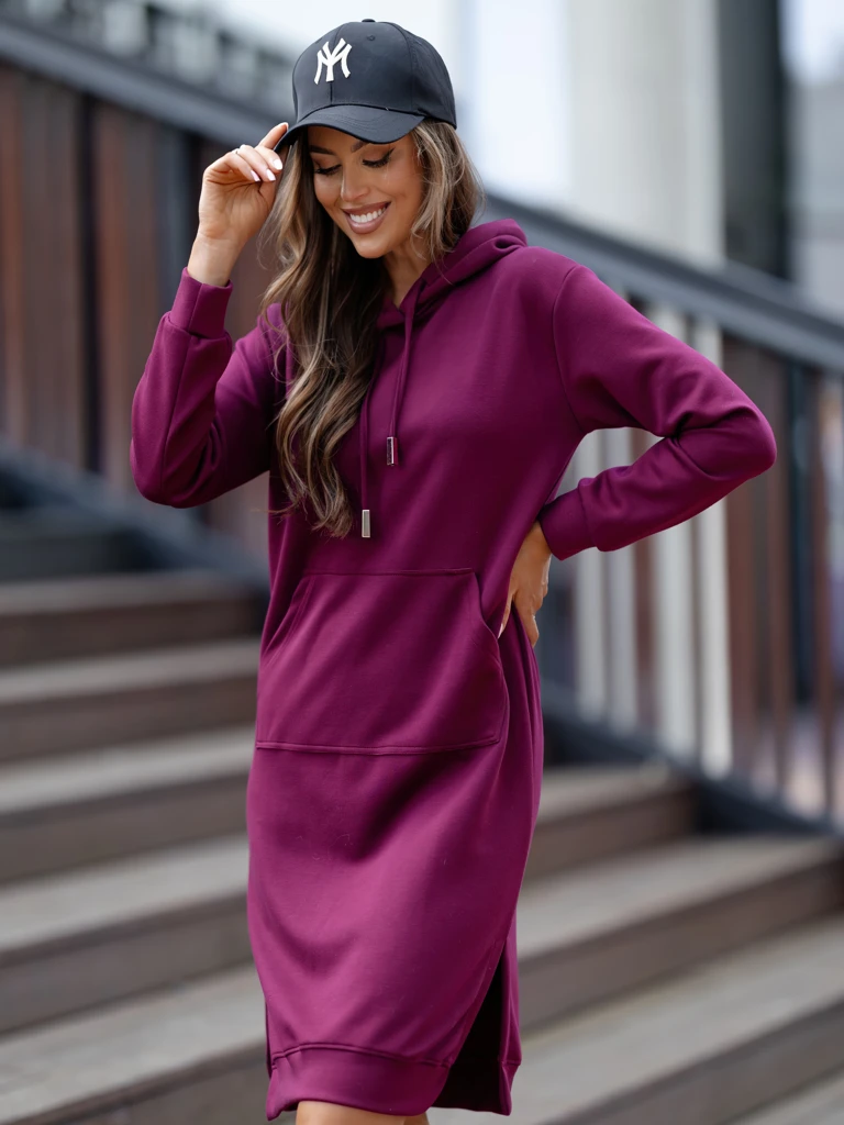 Royalfashion Viscose Sweatshirt Dress with Hood