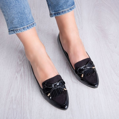 Black varnished loafers with almond mulla toe - Footwear 1