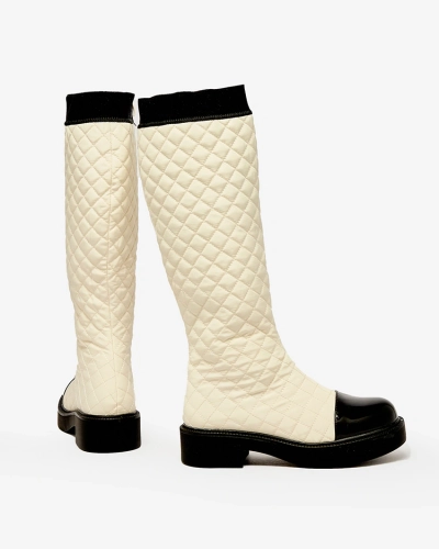 Royalfashion Bēšas krāsas sieviešu stepēti zābaki Ataeb