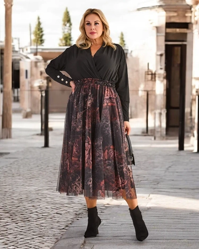 Royalfashion Women's two-layered midi skirt