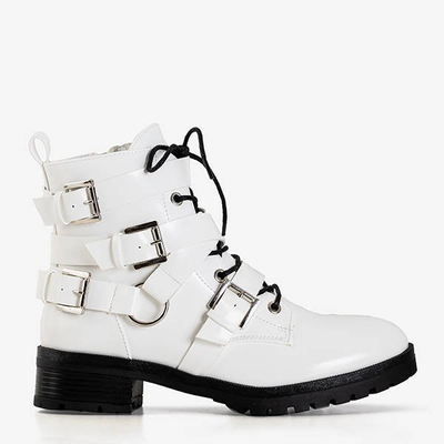 White Women's Ermite Buckled Workers - Footwear
