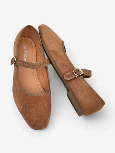 Royalfashion Sieviešu ekoloģiskā zamšādas balerīnas ar siksniņu Ernie