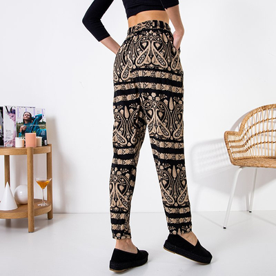 Черные женские брюки с узорами
