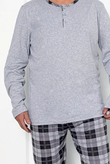 Royalfashion Men's checkered cotton pajamas PLUS SIZE