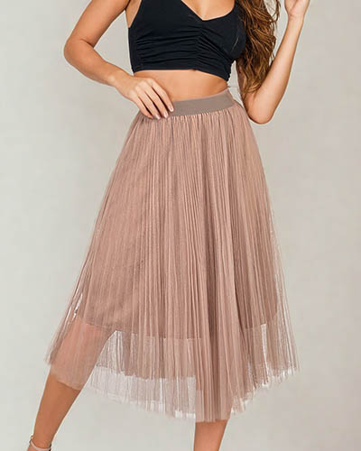 Royalfashion Women's double-layered midi skirt