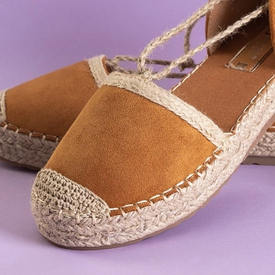 OUTLET Brown Afinita women's tied espadrilles - Shoes