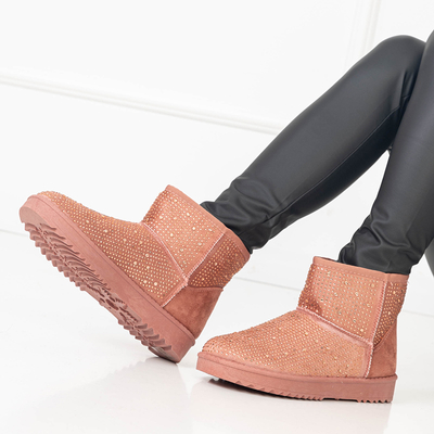 Tumši rozā sieviešu sniega zābaki ar kubisko cirkoniju Rudis - Apavi