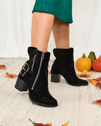 Royalfashion Women's black boots with Feirrgo decoration
