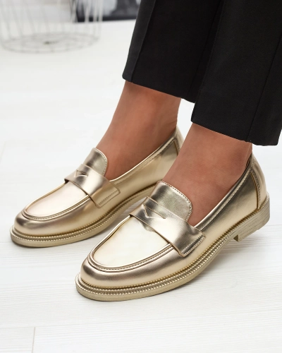 Golden women's moccasins made of eco leather Zibom- Footwear