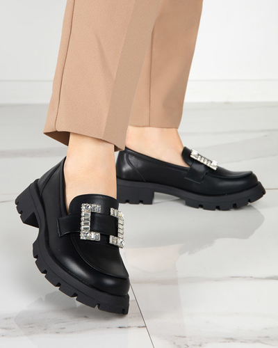 Matēti melni sieviešu apavi ar sudraba Vusito sprādzi - Apavi