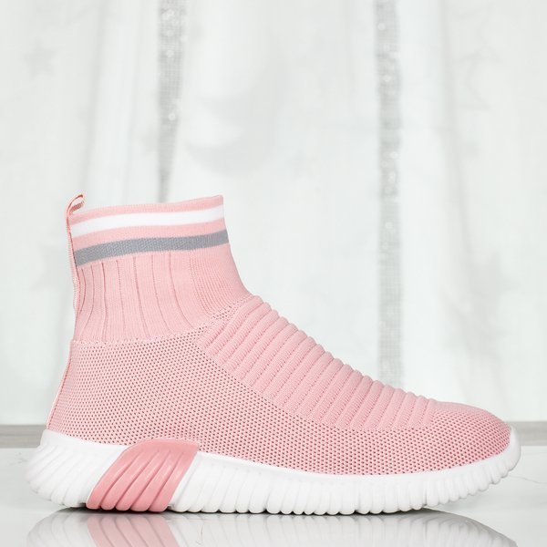 Pink sports shoes with decorative sock Sallitsa - Footwear
