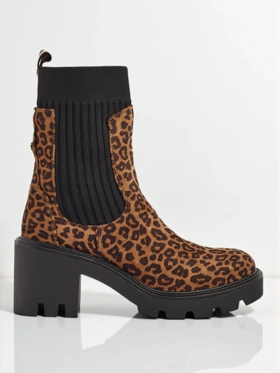 Patterned Women's Ankle Boots with Block Heels made of Eco Suede Anthere