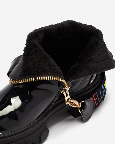 Black lacquered women's boots Osallu- Obuwie
