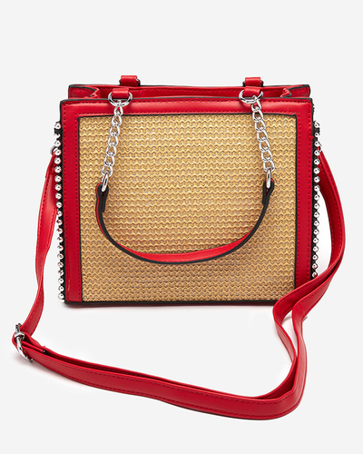 Women's small handbag with a woven insert - Accessories