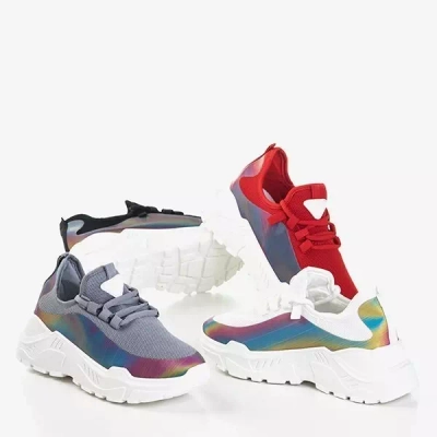 OUTLET Red women's sneakers with a multicolored insert Isis - Footwear