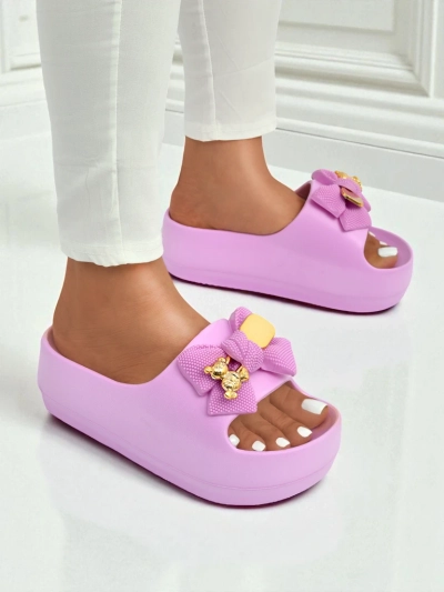 Royalfashion Women's rubber flip-flops with a decorative bow Alday