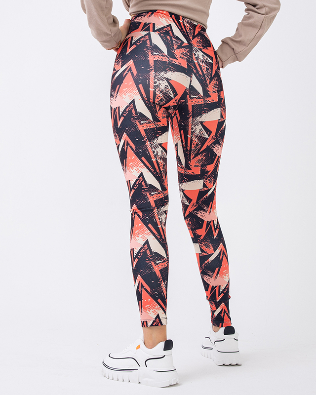 Orange patterned high-waisted leggings - Clothing