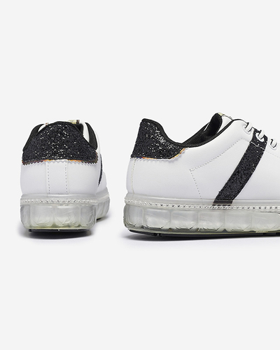 Women's sports shoes in white with black inserts Asxa- Footwear