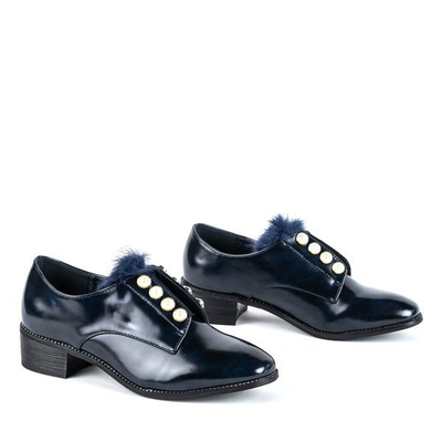 OUTLET Navy blue shoes with pearls Nessi - Footwear