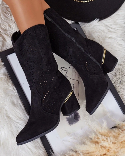 Royalfashion Openwork low stiletto boots Hewir