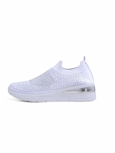 Royalfashion Slip-on women's wedge sneakers with rhinestones Qelavise