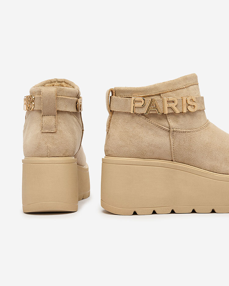 Royalfashion Beige women's shoes a'la snow boots with ornament Parisela