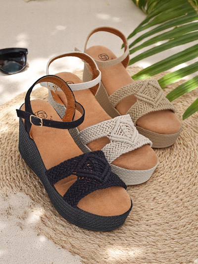 Royalfashion Sieviešu platformas sandales ar pītiem elementiem Sunny Day