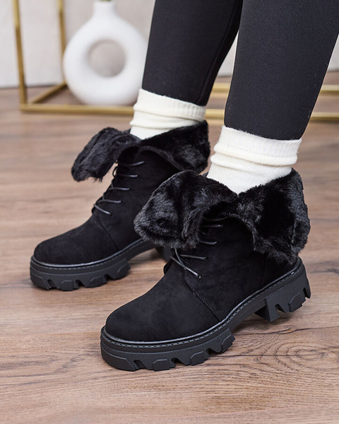 Royalfashion Melni sieviešu mežģīņu zābaki Cavenma