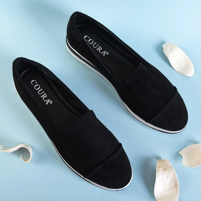 OUTLET Black women's moccasins on a low heel Dardariel - Footwear