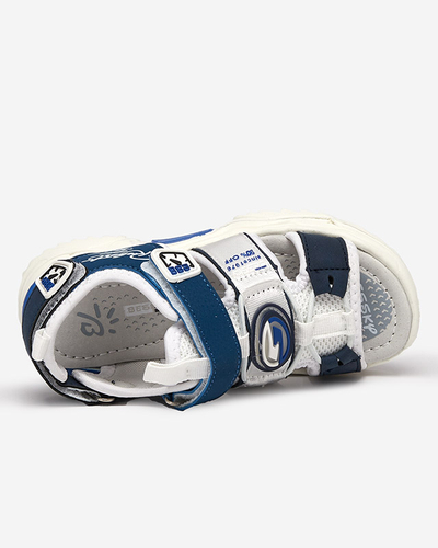 White and navy blue boys' sandals with Velcro Roser-Footwear